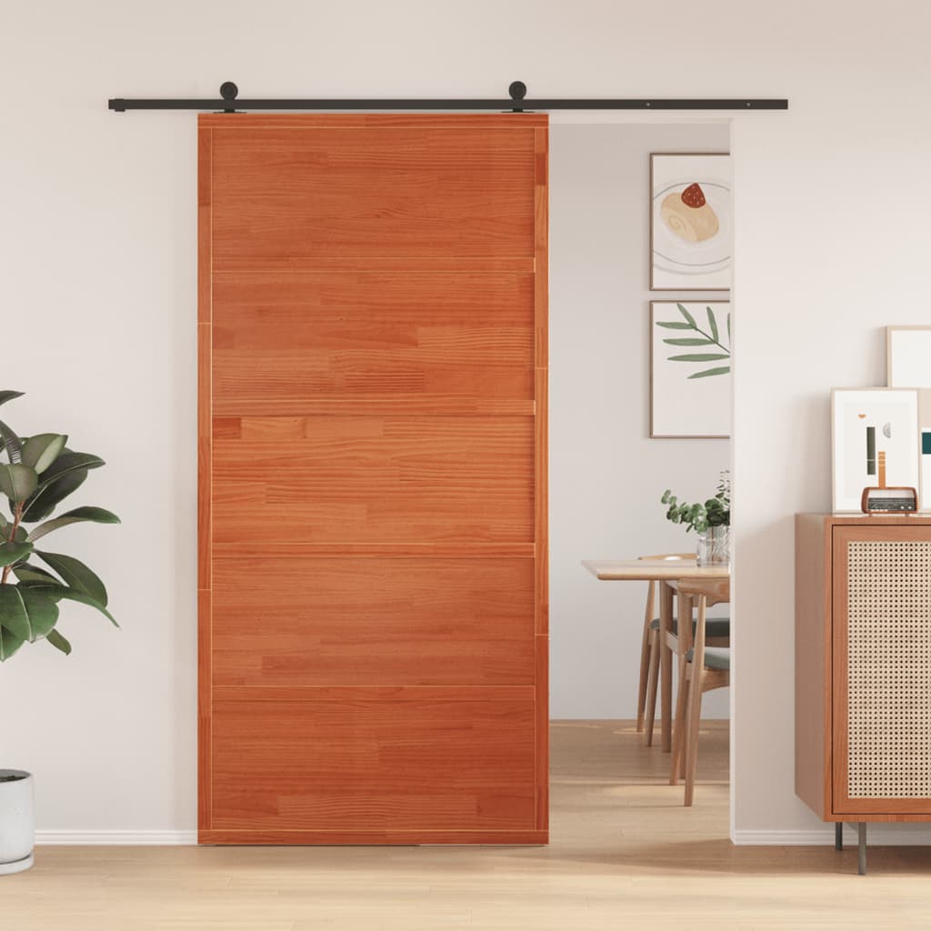 Vetonek Puerta de granero madera maciza pino marrón miel 100x208 cm