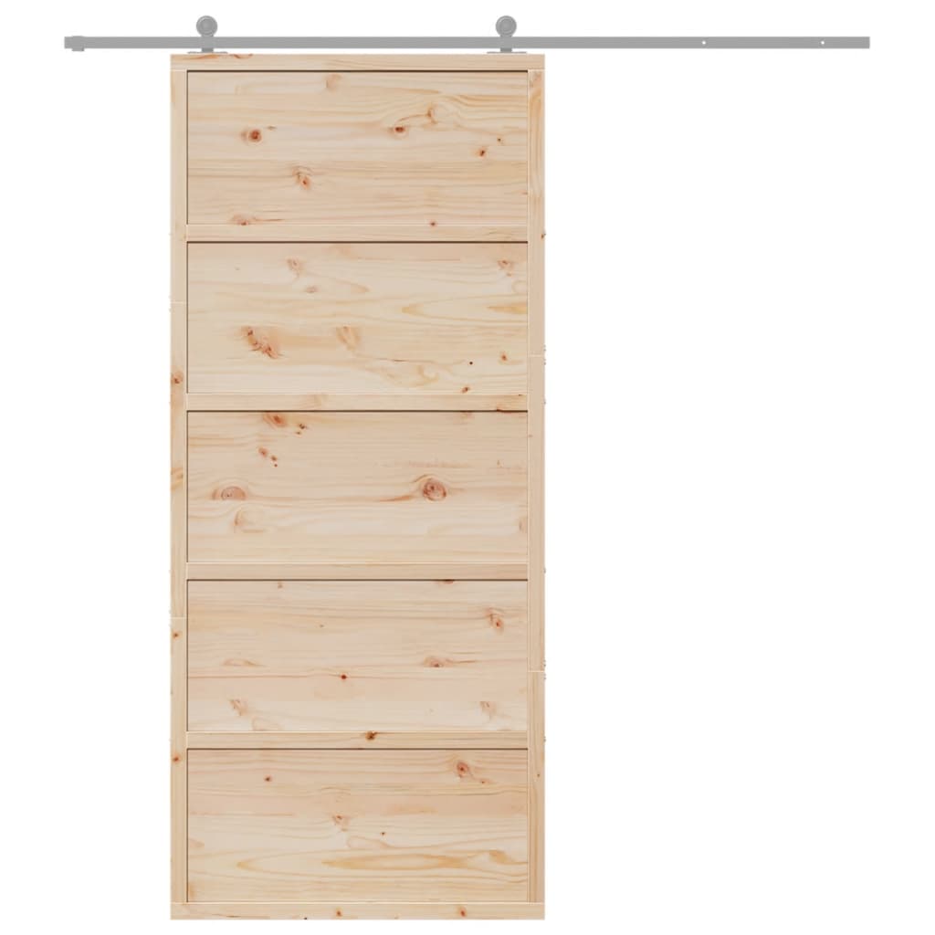 Puerta de granero madera maciza de pino 90x208 cm - Vetonek