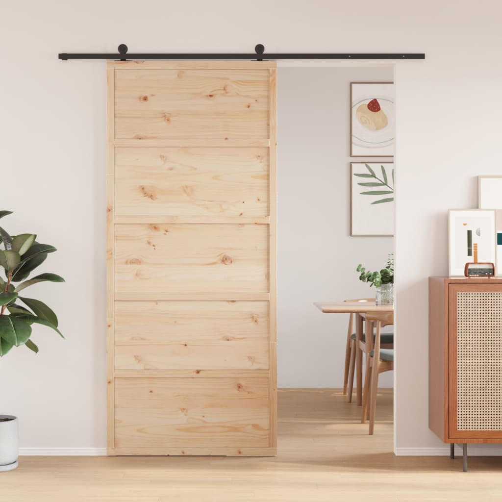 Vetonek Puerta de granero madera maciza de pino 90x208 cm