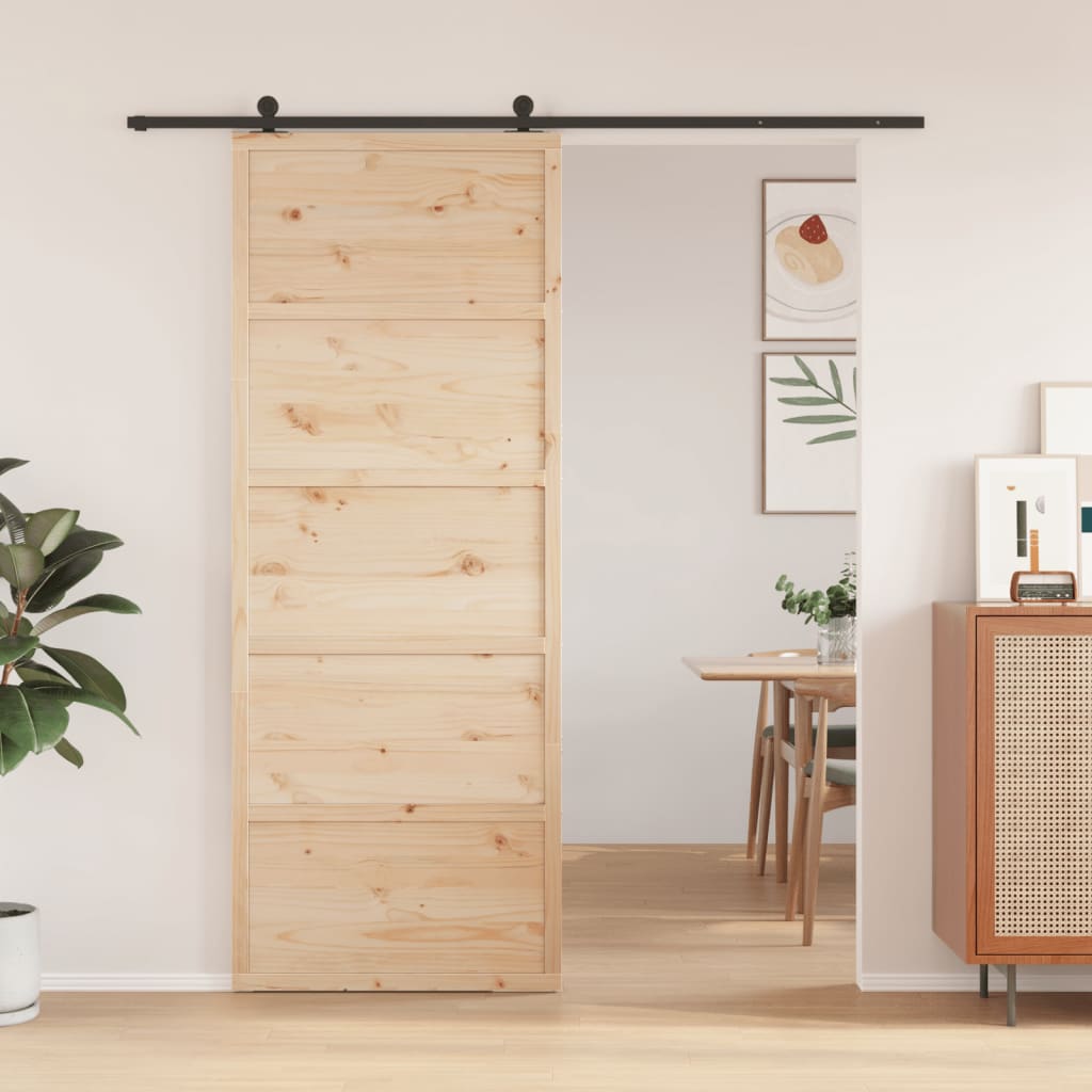 Puerta de granero madera maciza de pino 80x208 cm v3022 Vetonek