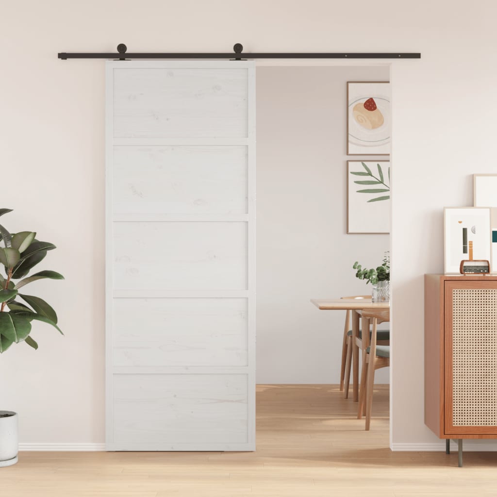 Vetonek Puerta de granero madera maciza pino blanca 80x208 cm