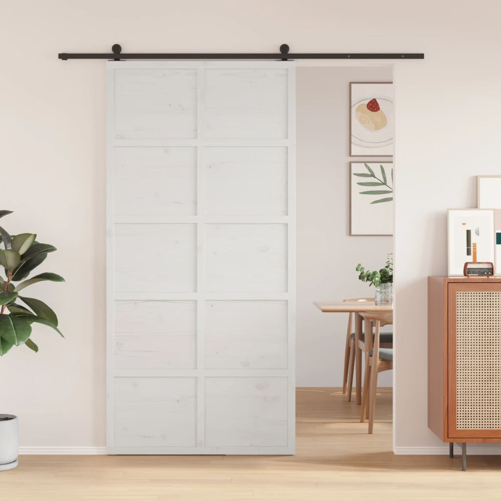 Vetonek Puerta de granero madera maciza pino blanca 100x208 cm