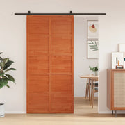 Puerta de granero madera maciza pino marrón miel 100x208 cm v3077 Vetonek