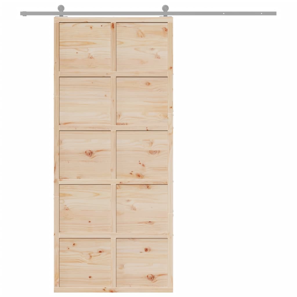 Puerta de granero madera maciza de pino 90x208 cm - Vetonek