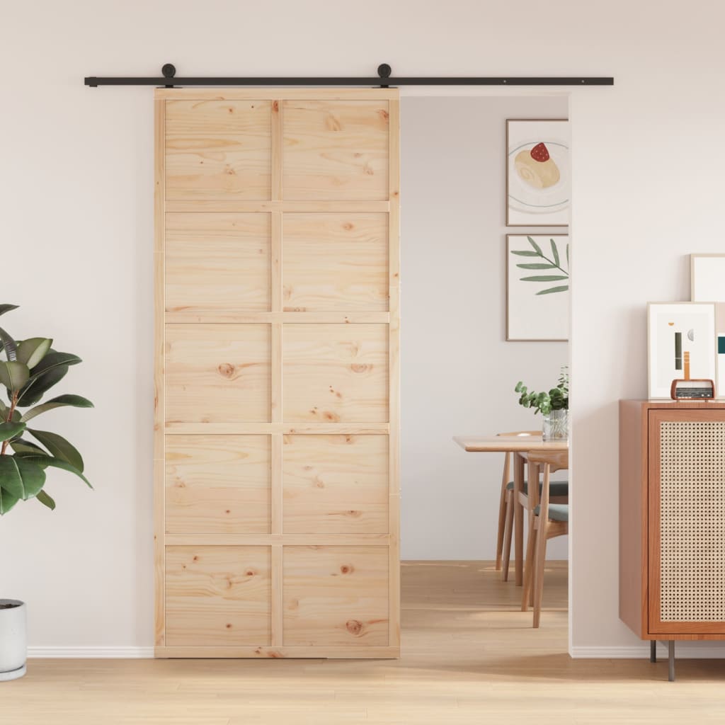 Vetonek Puerta de granero madera maciza de pino 90x208 cm