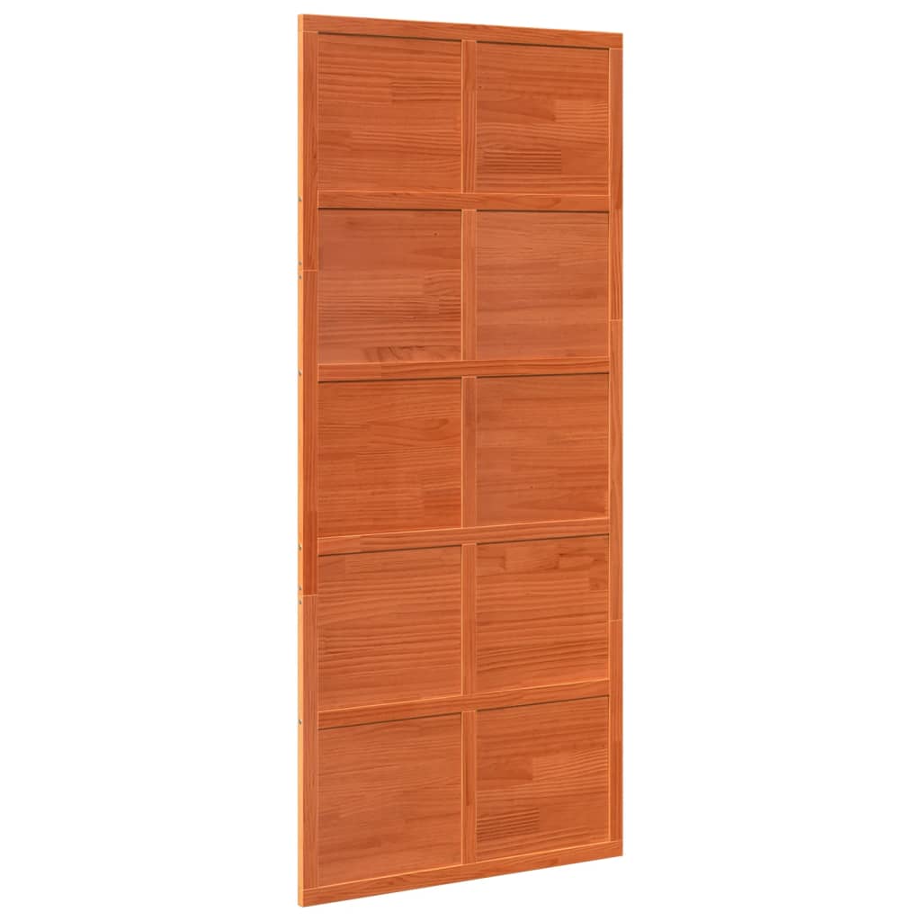 Puerta de granero madera maciza pino marrón miel 90x208 cm - Vetonek