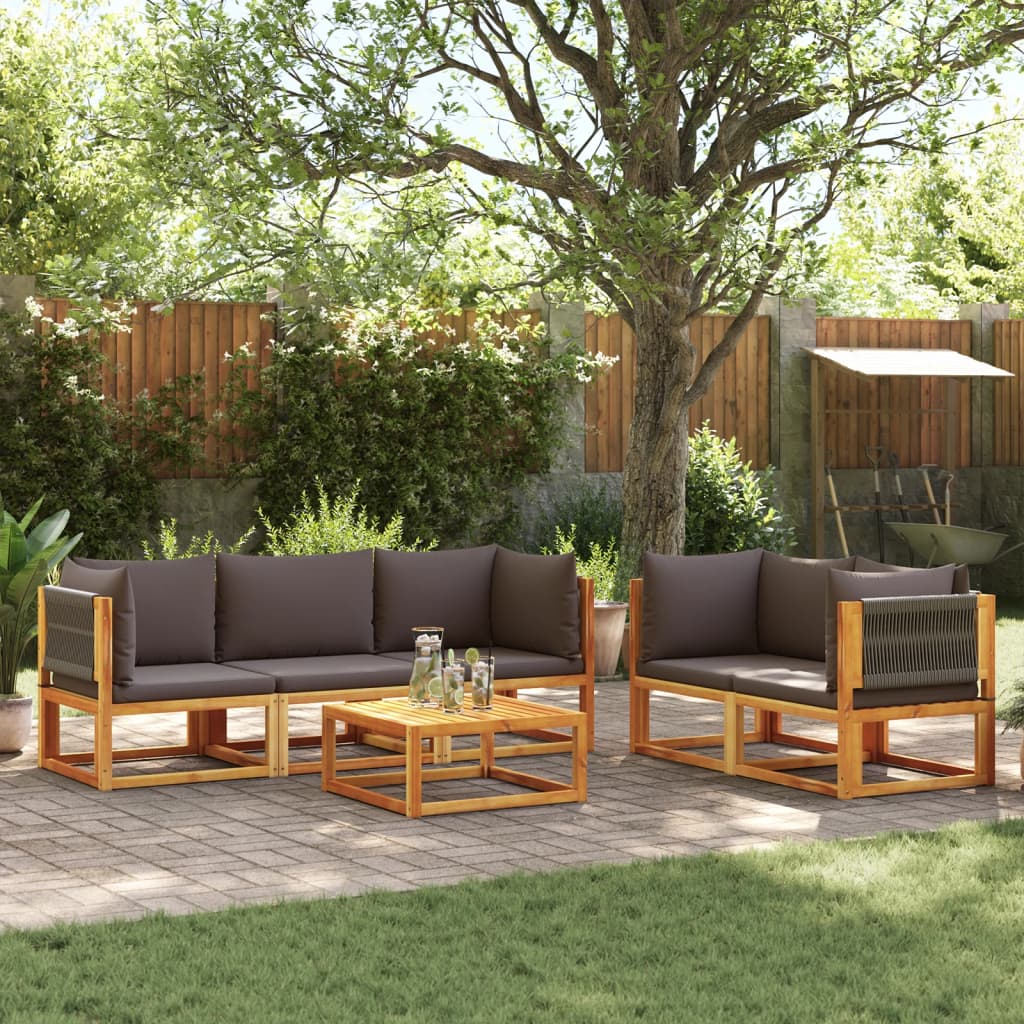 Vetonek Set de sofás de jardín con cojines 6 pzas madera maciza acacia