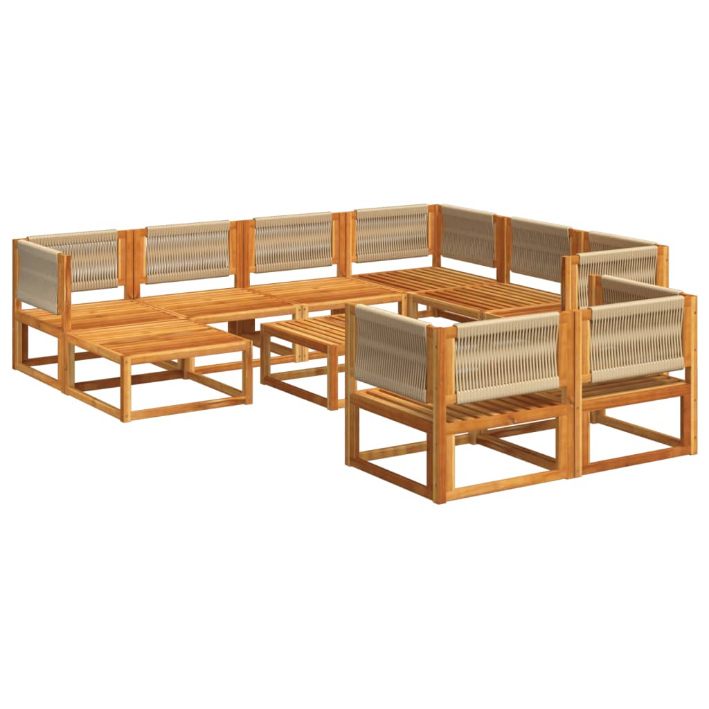 Sofas de jardin ensemble avec coussins 10 pcs en bois massif acacia