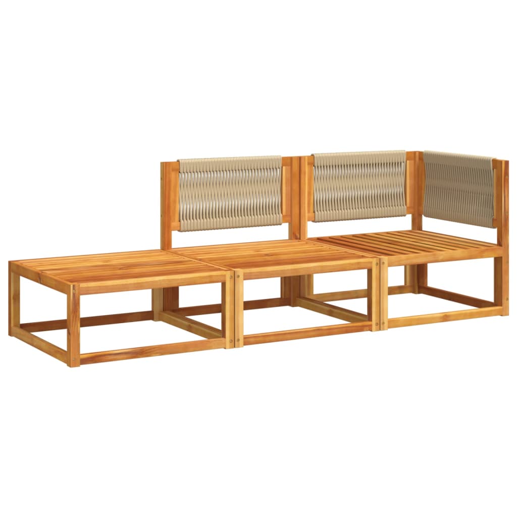 Sofas de jardin ensembles avec coussins 3 pcs en bois massif acacia