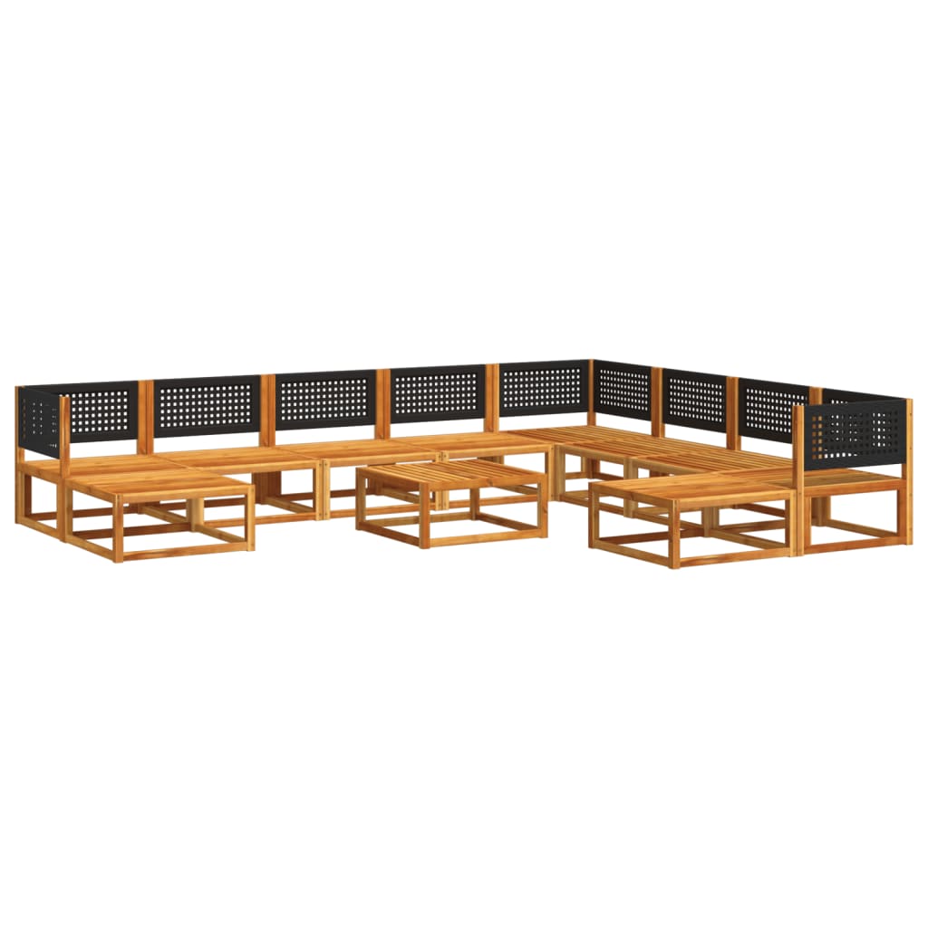 Sofas de jardin ensembles avec coussins 11 pcs en bois massif acacia