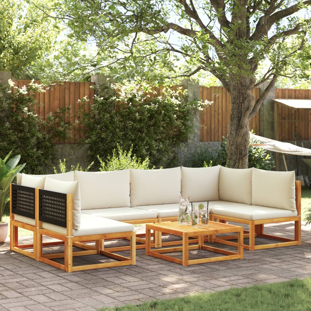 Vetonek Set de sofás de jardín con cojines 7 pzas madera maciza acacia