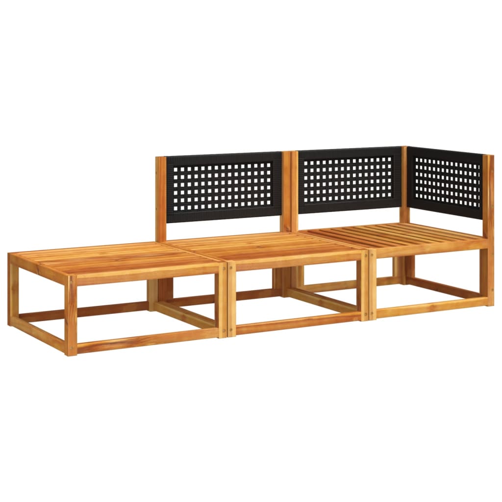 Sofas de jardin ensembles avec coussins 3 pcs en bois massif acacia