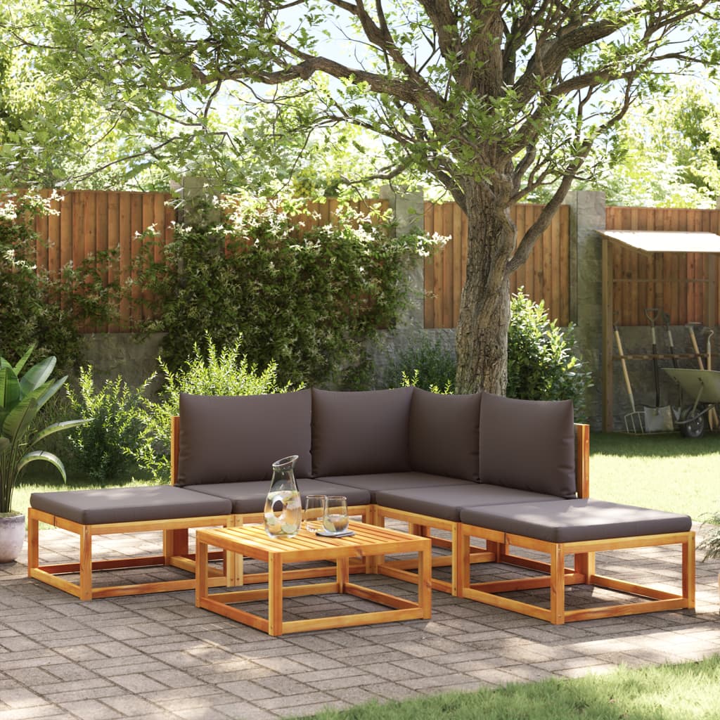 Vetonek Set de sofás de jardín con cojines 6 pzas madera maciza acacia