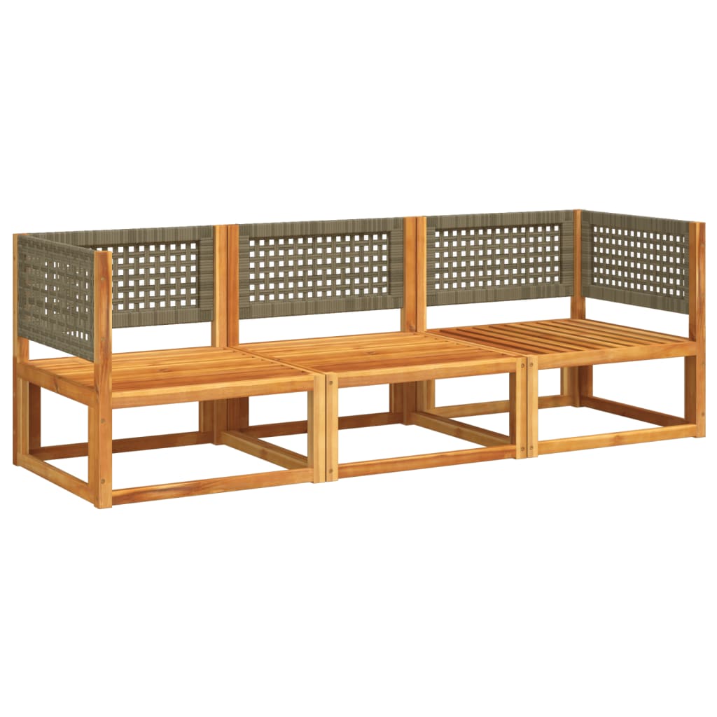 Sofas de jardin ensembles avec coussins 3 pcs en bois massif acacia