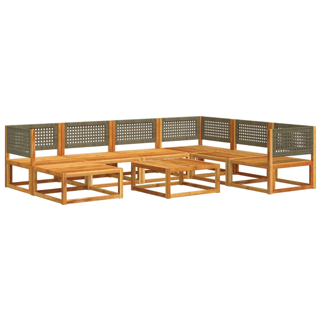 Set de sofás de jardín con cojines 8 pzas madera maciza acacia