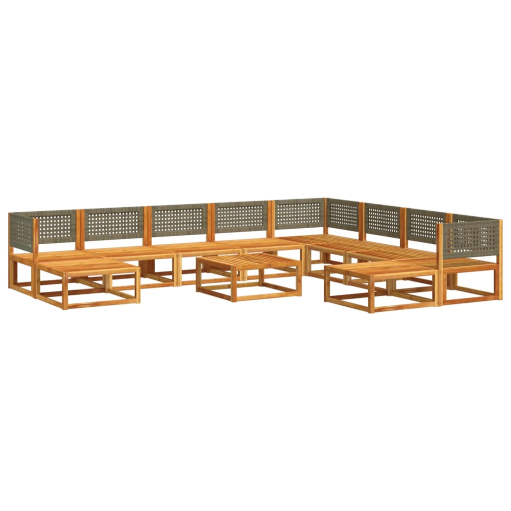 Sofas de jardin ensembles avec coussins 11 pcs en bois massif acacia