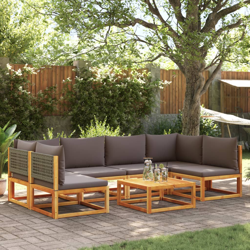 Vetonek Set de sofás de jardín con cojines 7 pzas madera maciza acacia