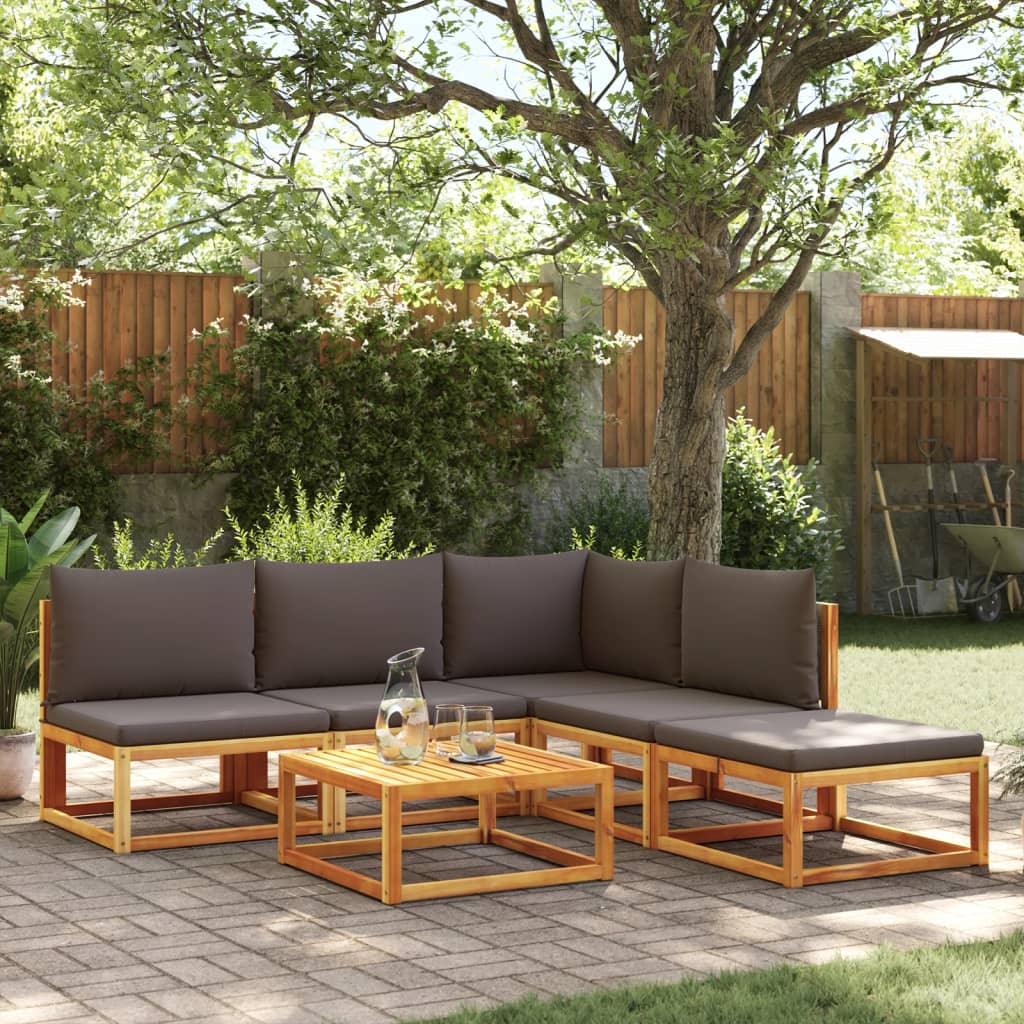 Vetonek Set de sofás de jardín con cojines 6 pzas madera maciza acacia