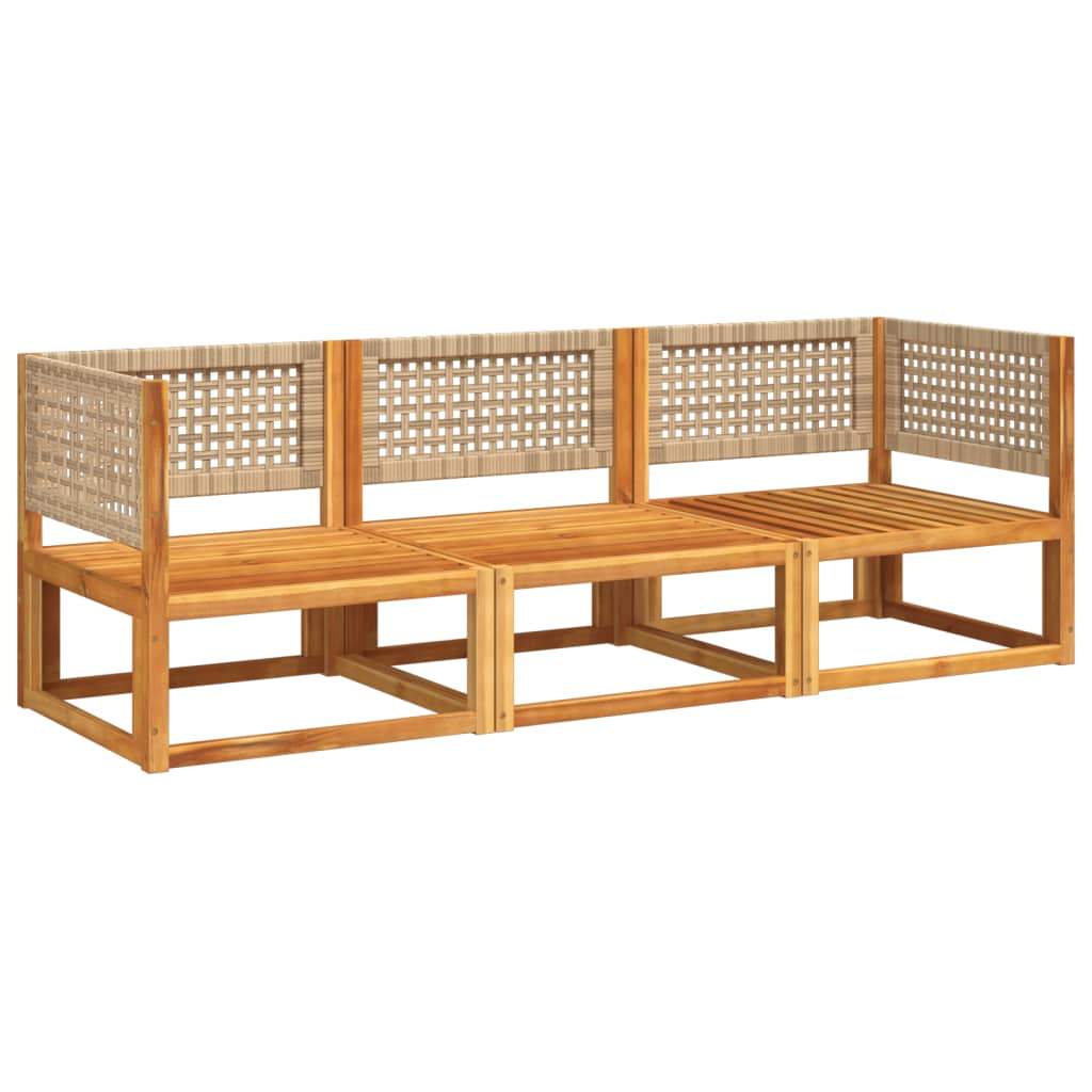 Sofas de jardin ensembles avec coussins 3 pcs en bois massif acacia