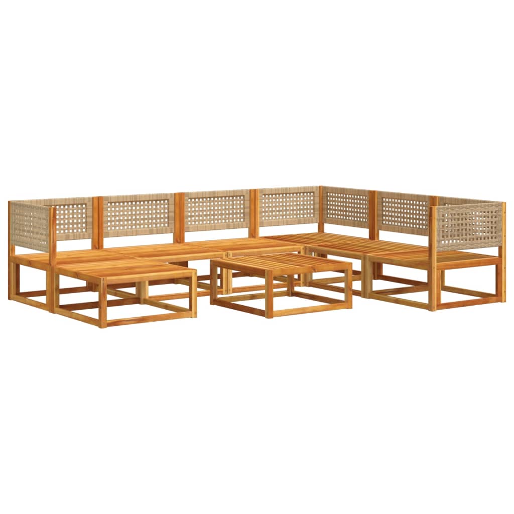 Set de sofás de jardín con cojines 8 pzas madera maciza acacia