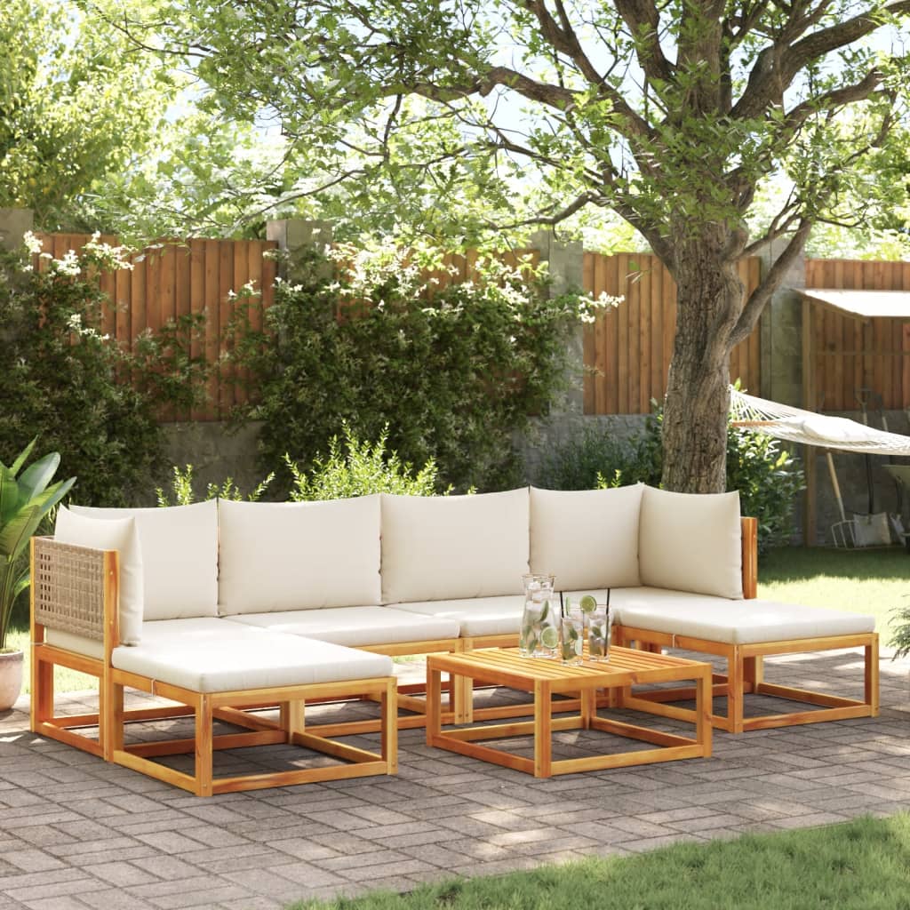 Vetonek Set de sofás de jardín con cojines 7 pzas madera maciza acacia