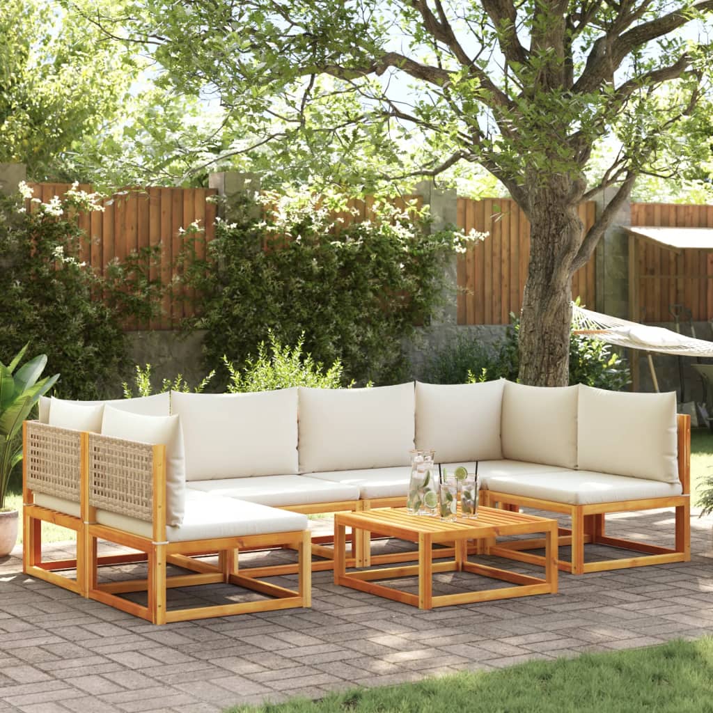 Vetonek Set de sofás de jardín con cojines 7 pzas madera maciza acacia