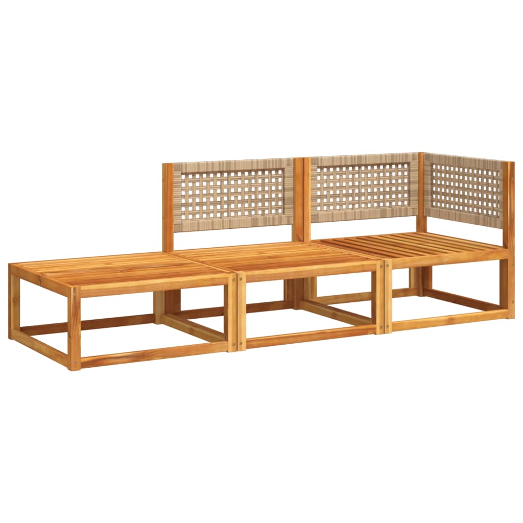 Sofas de jardin ensembles avec coussins 3 pcs en bois massif acacia