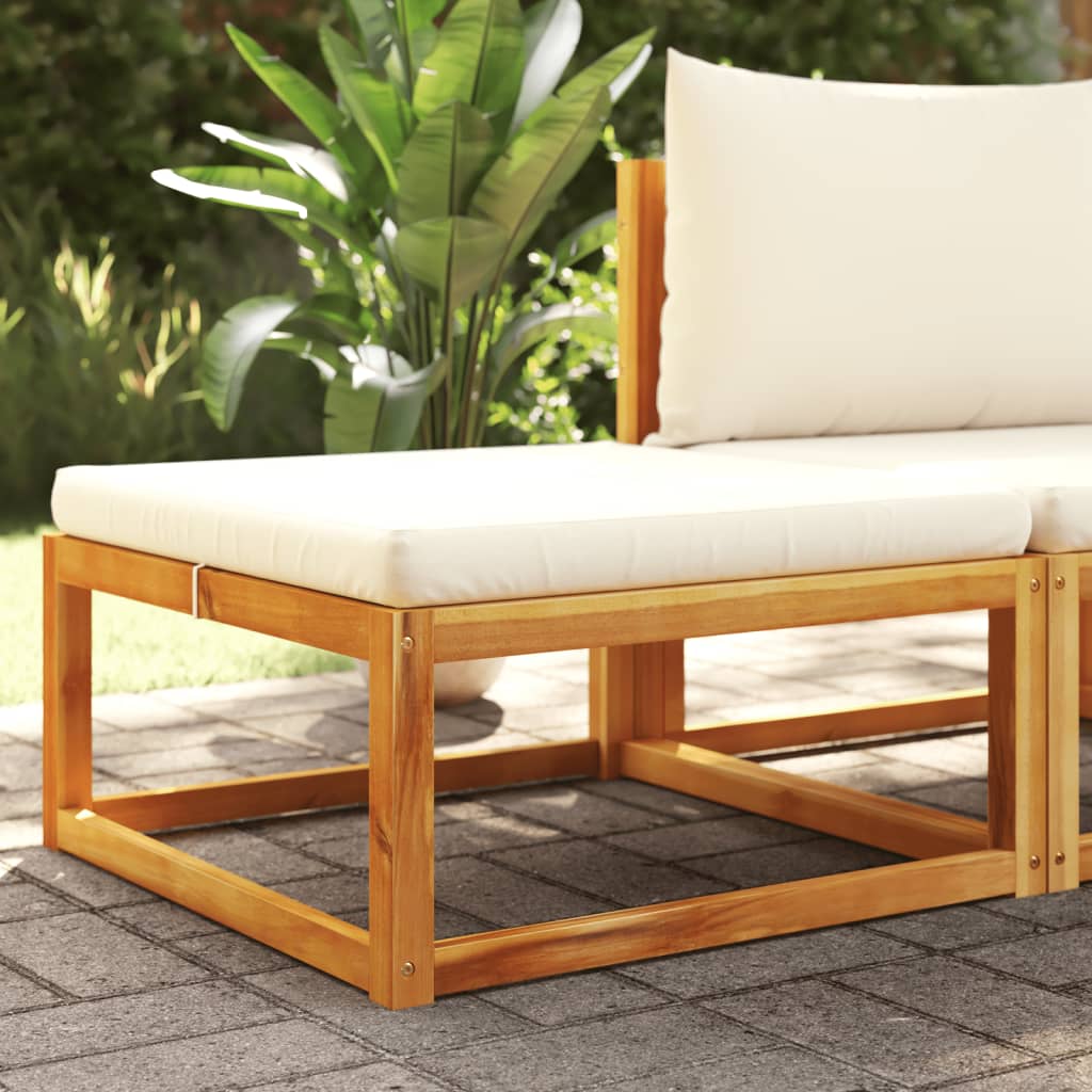 Vetonek Taburete de jardín con cojín madera maciza acacia 65x65x29 cm