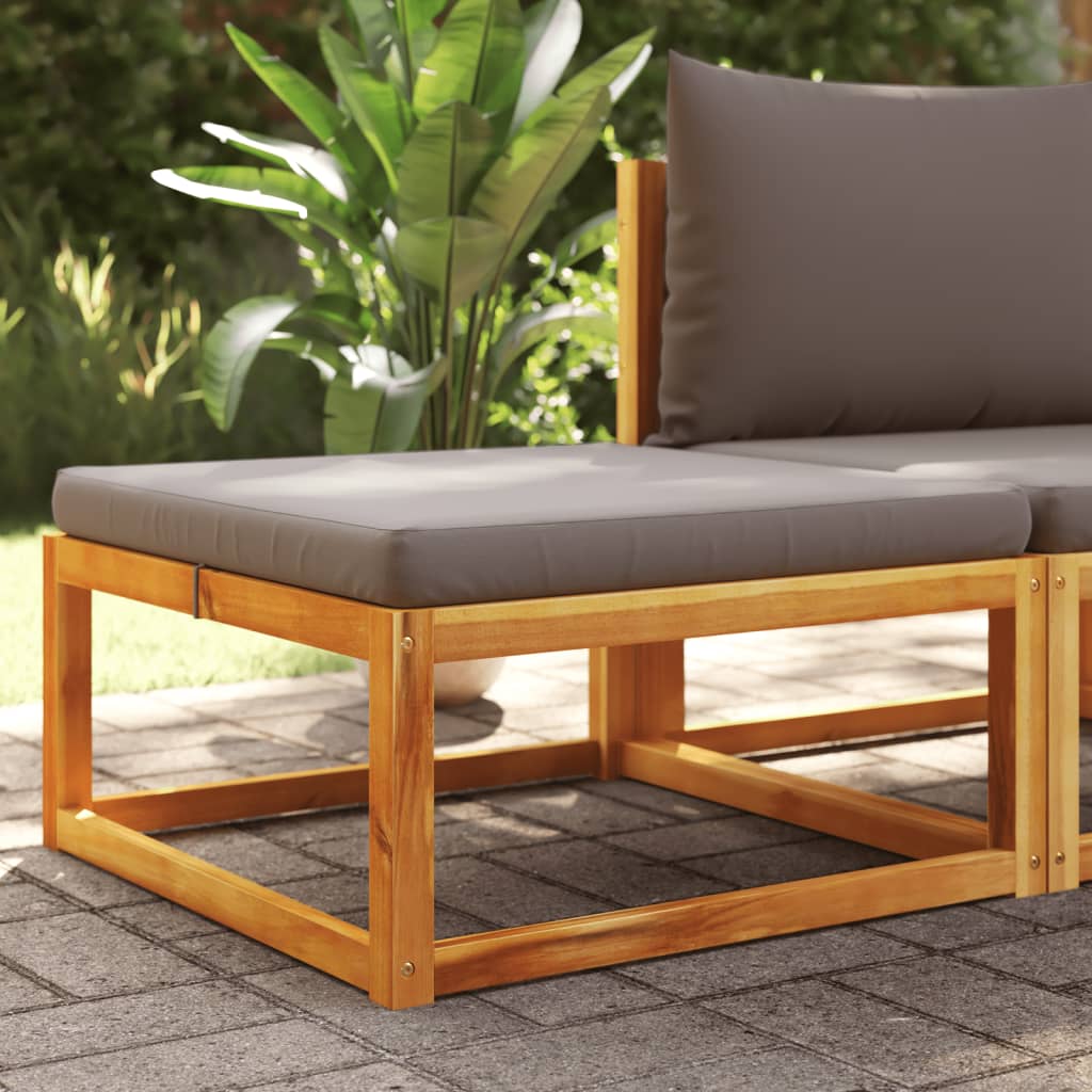 Vetonek Taburete de jardín con cojín madera maciza acacia 65x65x29 cm