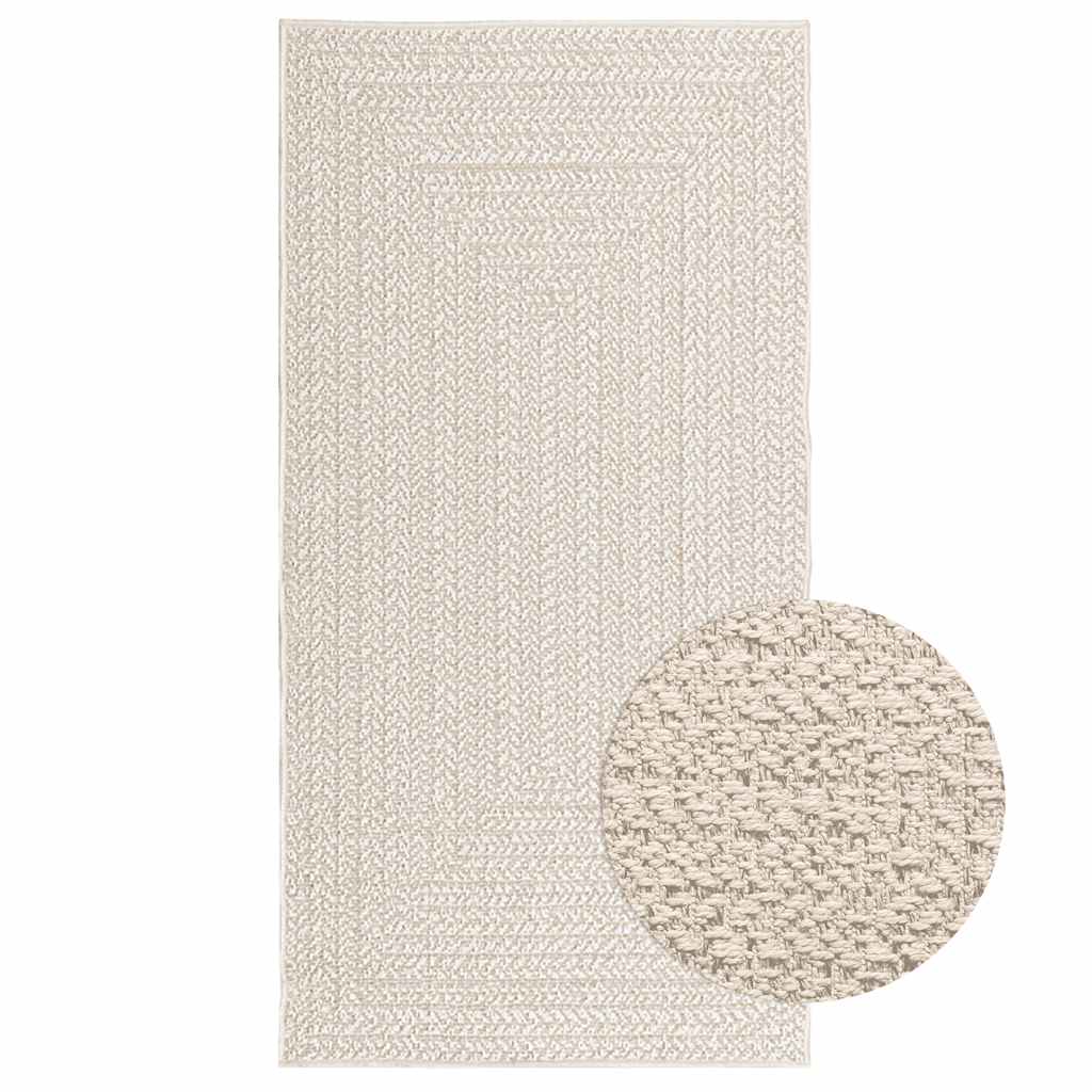 Vetonek Alfombra ZIZUR apariencia yute interior exterior crema 80x150cm