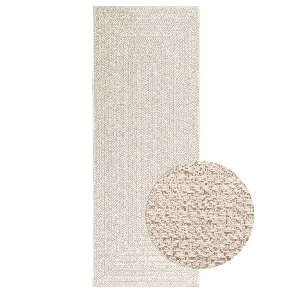 Vetonek Alfombra ZIZUR apariencia yute interior exterior crema 80x200cm