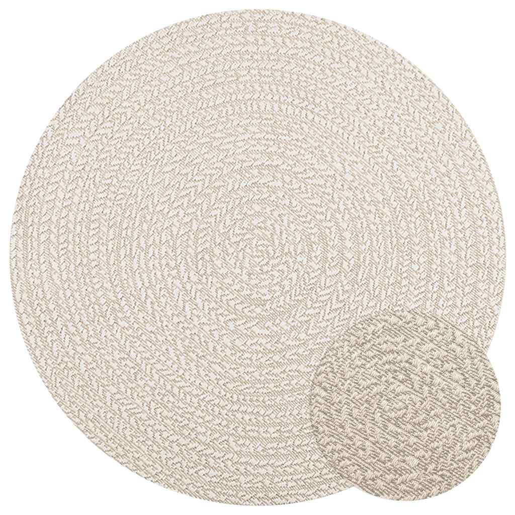 Vetonek Alfombra ZIZUR aspecto yute interior/exterior crema Ø 120 cm