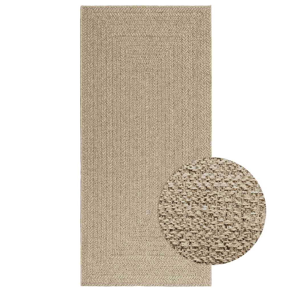 Vetonek Alfombra ZIZUR aspecto yute interior/exterior beige 100x200 cm