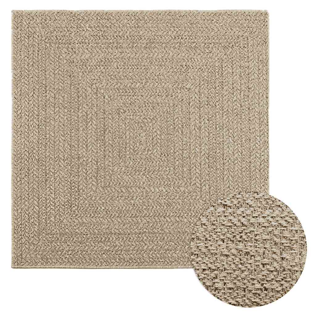 Vetonek Alfombra ZIZUR aspecto yute interior/exterior beige 120x120 cm