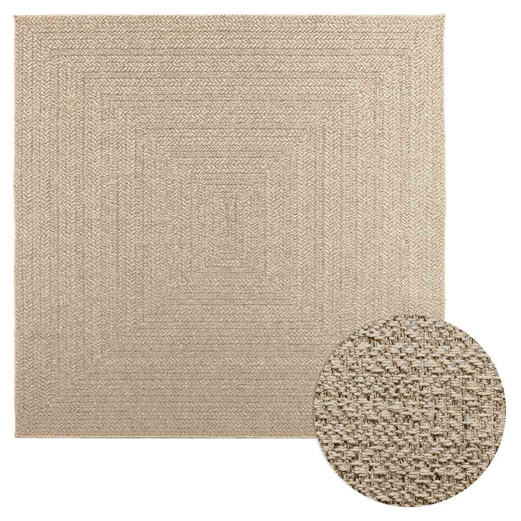 Vetonek Alfombra ZIZUR aspecto yute interior/exterior beige 200x200 cm