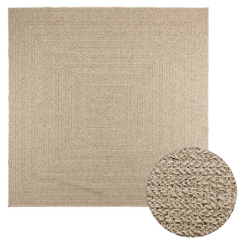 Vetonek Alfombra ZIZUR aspecto yute interior/exterior beige 240x240 cm