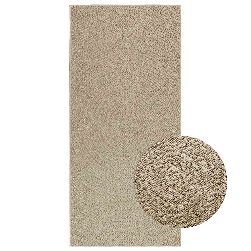 Vetonek Alfombra ZIZUR aspecto yute interior/exterior beige 100x200 cm