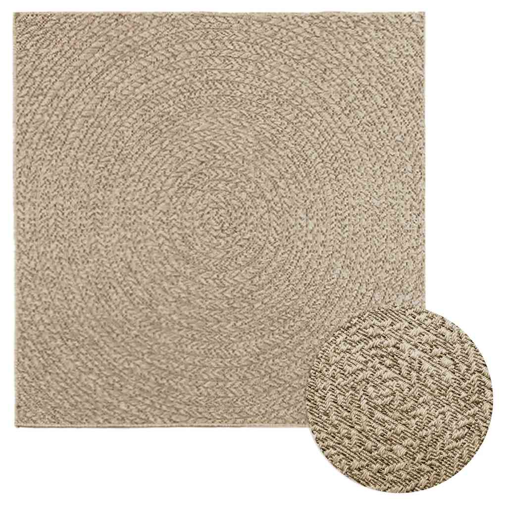 Vetonek Alfombra ZIZUR aspecto yute interior/exterior beige 120x120 cm