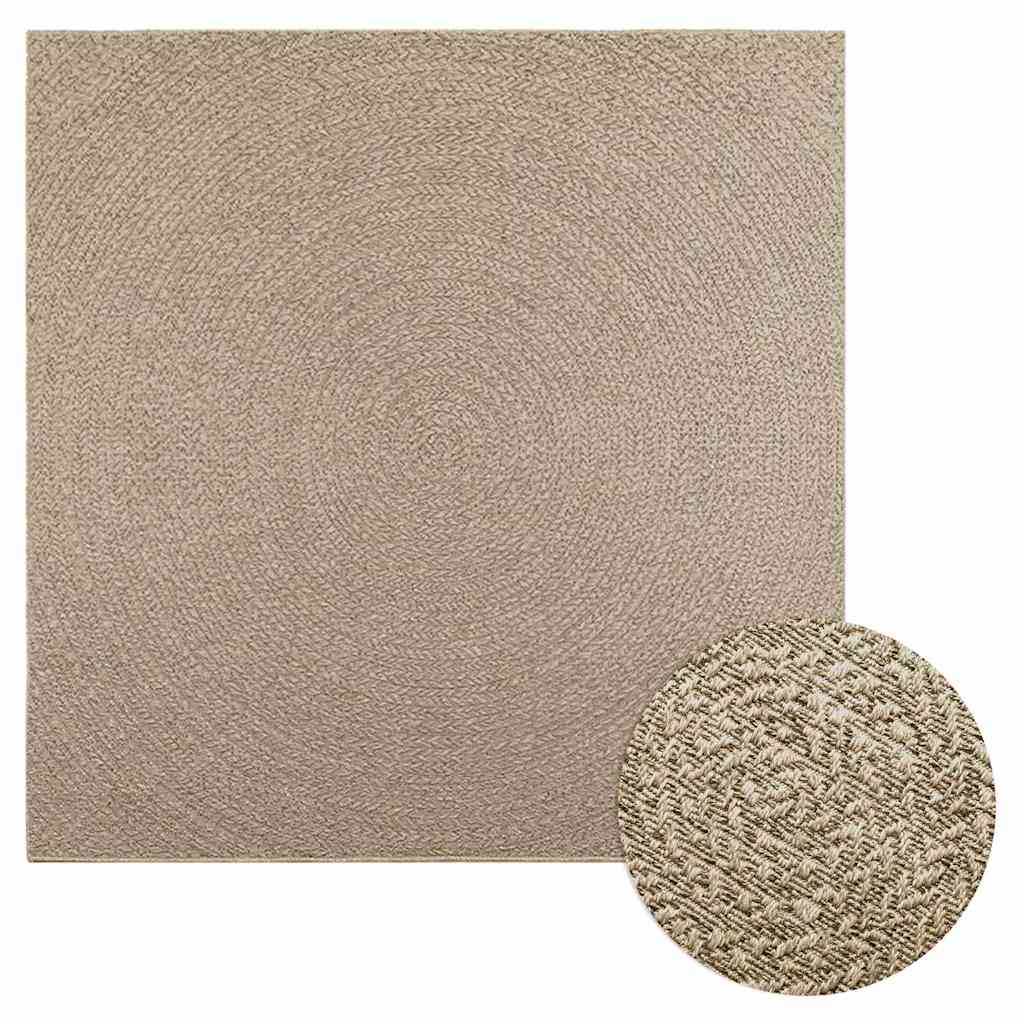 Vetonek Alfombra ZIZUR aspecto yute interior/exterior beige 200x200 cm