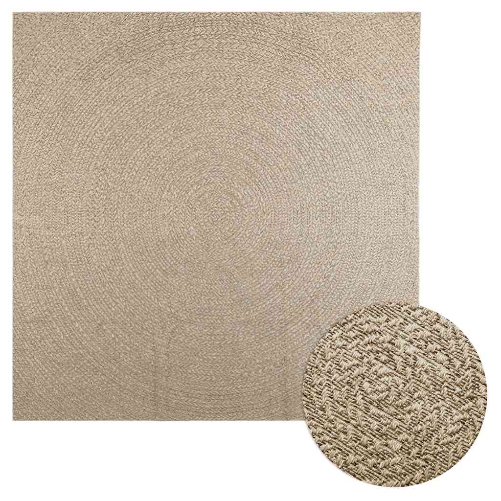 Vetonek Alfombra ZIZUR aspecto yute interior/exterior beige 240x240 cm