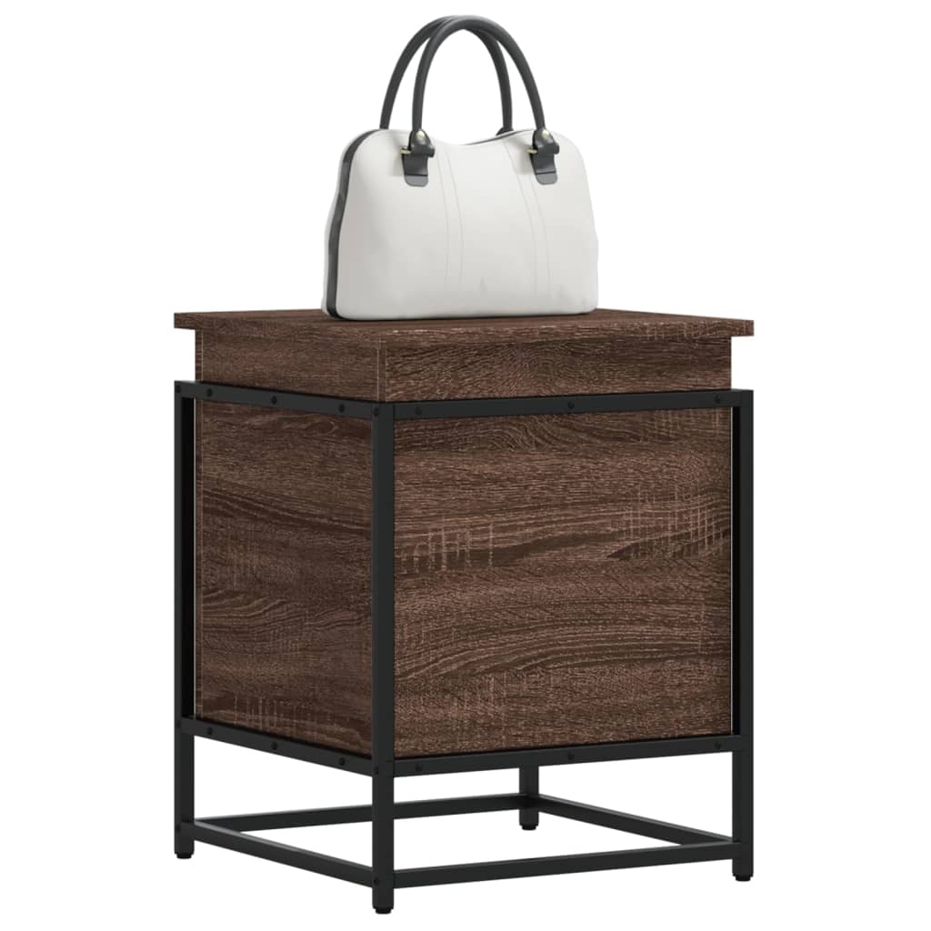 Storage box with oak brown wooden lid 40x40x51.5 cm v8521 Vetonek