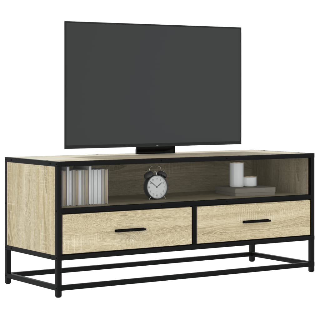 Vetonek Mueble TV metal y madera ingeniería roble Sonoma 100x34,5x40 cm