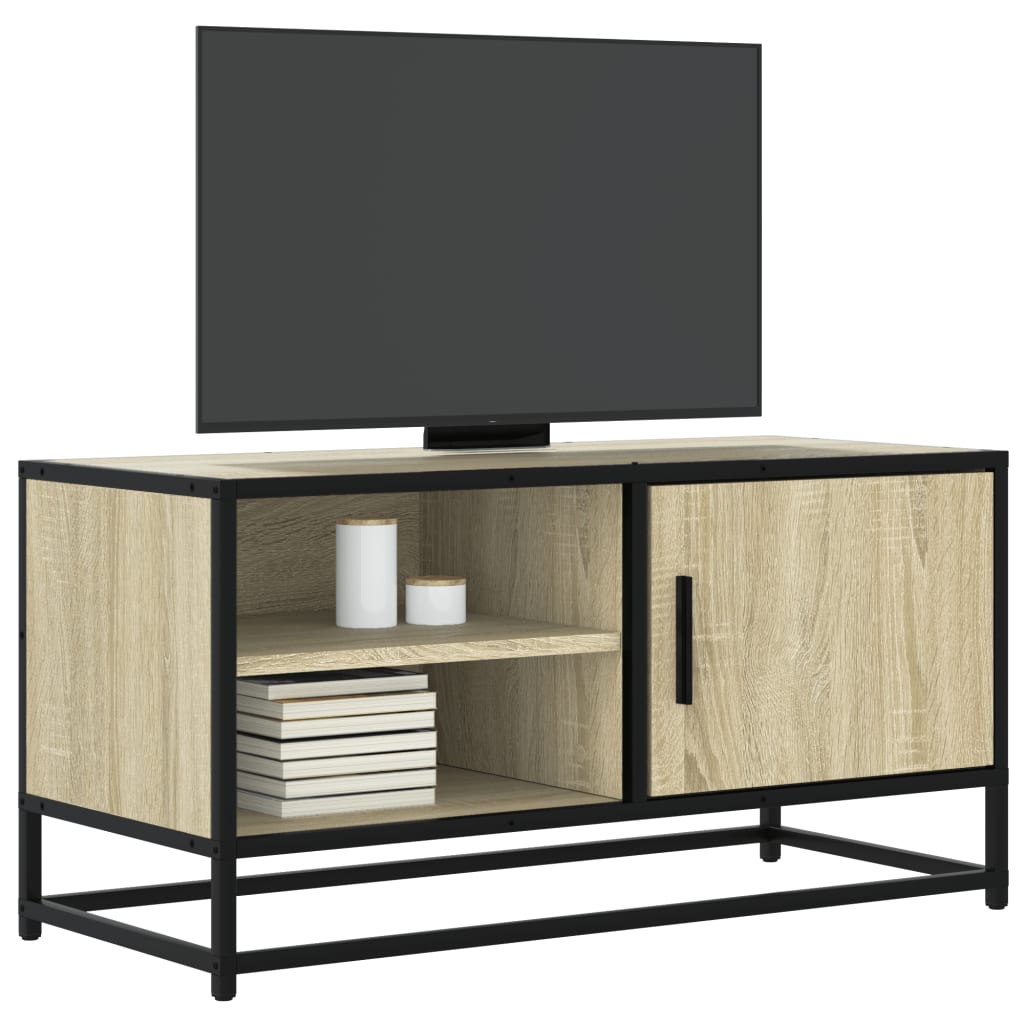 Vetonek Mueble TV metal y madera ingeniería roble Sonoma 80x34,5x40 cm