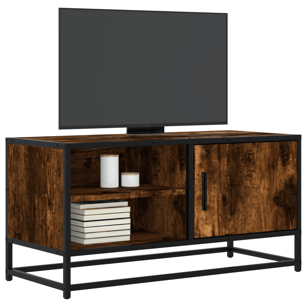 Vetonek Mueble TV metal y madera ingeniería roble humo 80x34,5x40 cm