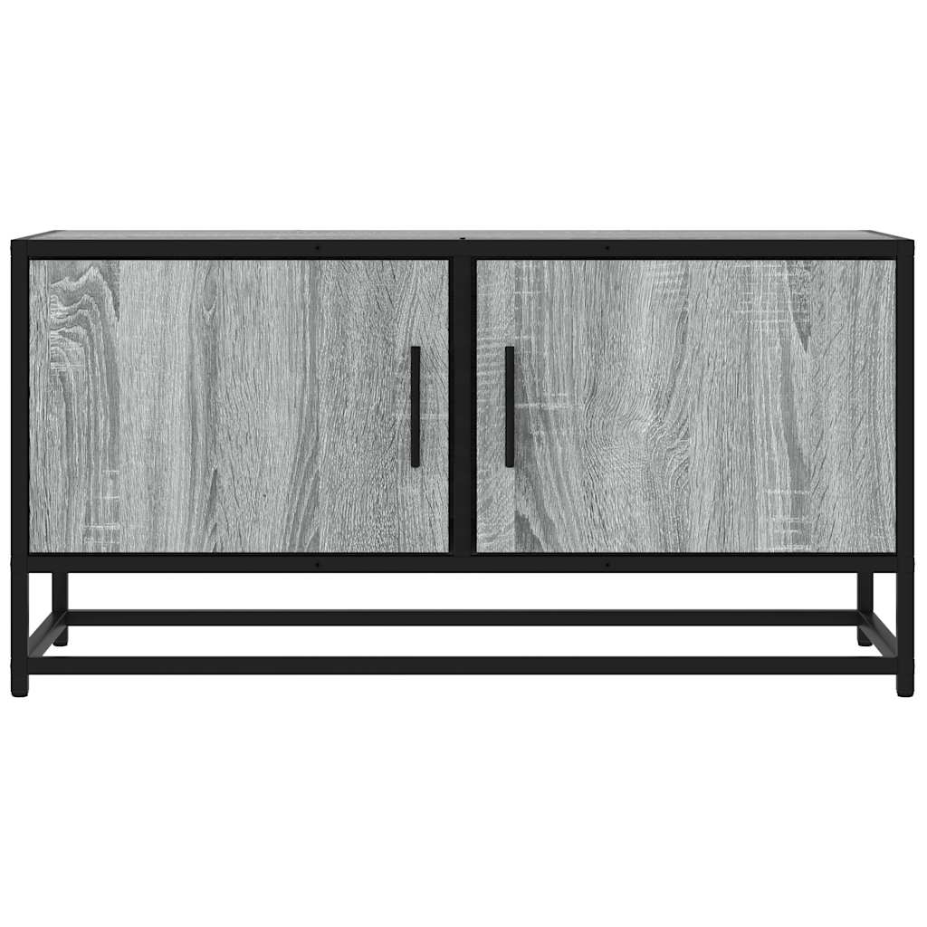 Mueble TV madera ingeniería y metal roble ahumado 80x34,5x40 cm V27