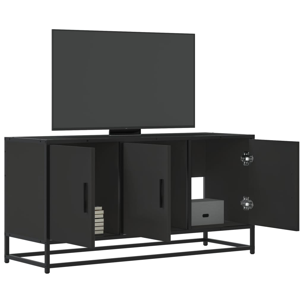 Vetonek Mueble de TV madera de ingeniería y metal negro 100x35x50 cm