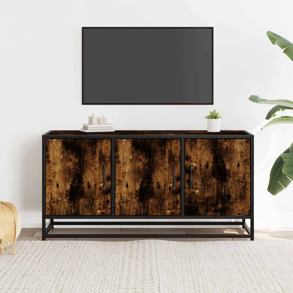 Mueble TV metal y madera sintetizada Nexus roble humo 100x35x50 cm