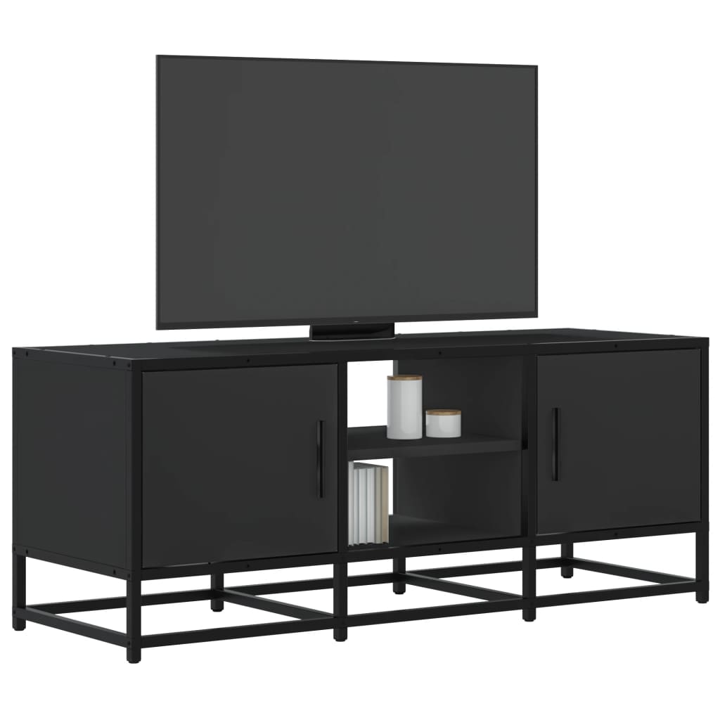 Vetonek Mueble de TV madera de ingeniería y metal negro 100x35x41 cm