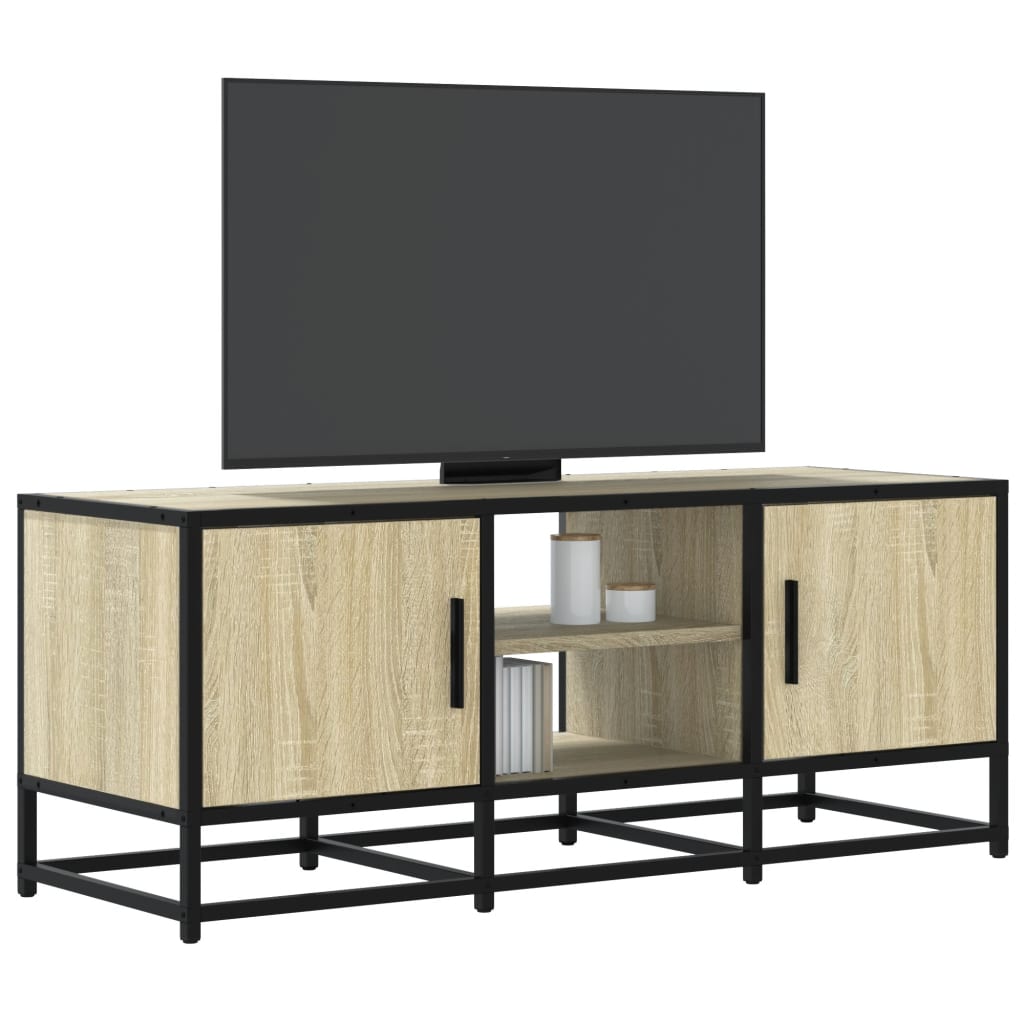 Vetonek Mueble TV metal y madera ingeniería roble Sonoma 100x35x41 cm