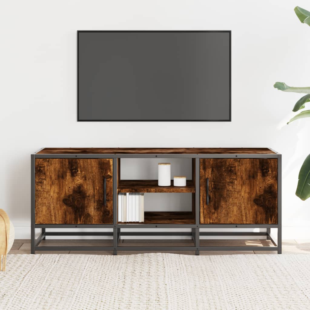 Mueble TV metal y madera sintetizada Nexus roble ahumado 100x35x41 cm